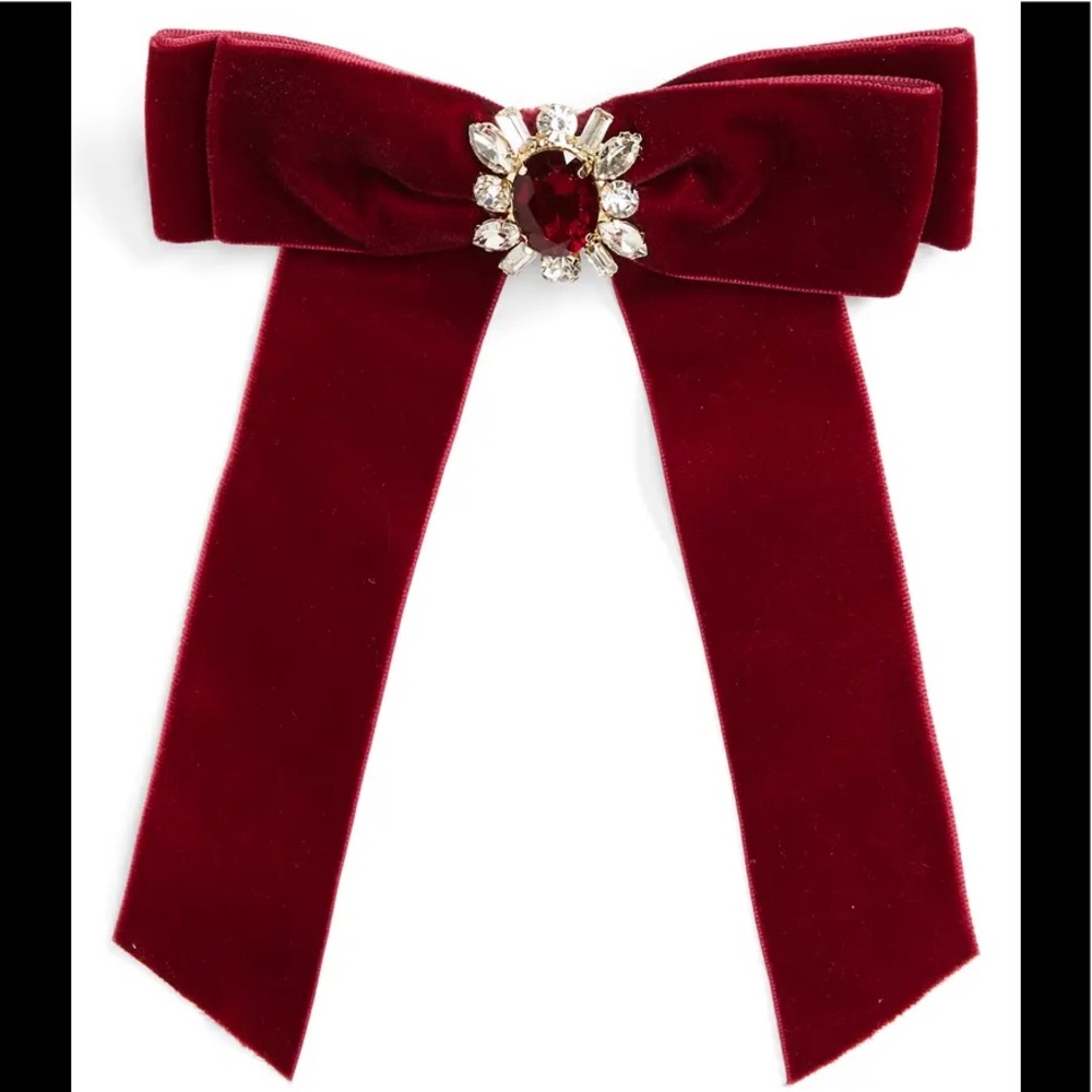 1 VELVET CRYSTAL RED BOWS/HAIR TIES